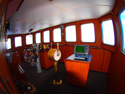 Wheelhouse aboard the SS Thorfinn