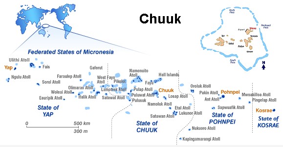 Truk Lagoon Micronesia Map - Tybi Christian