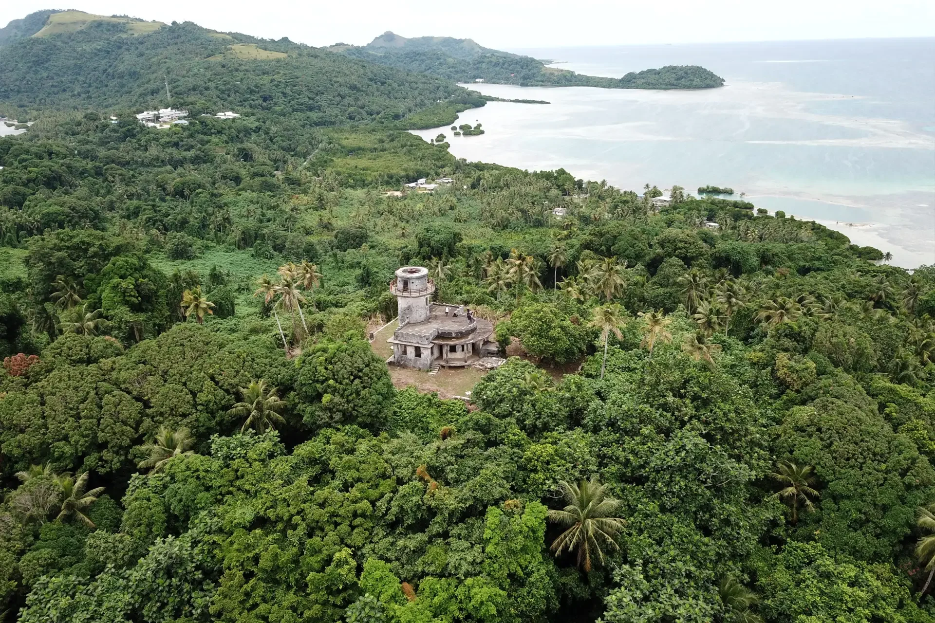 building on top of hill looking over truk lagoon