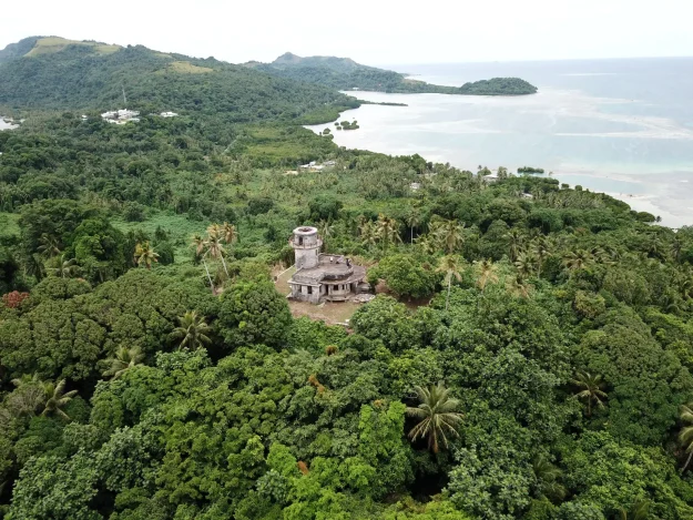 trukland building on top of hill looking over truk lagoon